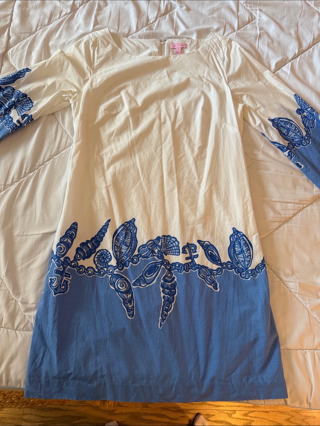 Lilly Pulitzer White Dress With Blue Nautical Design
